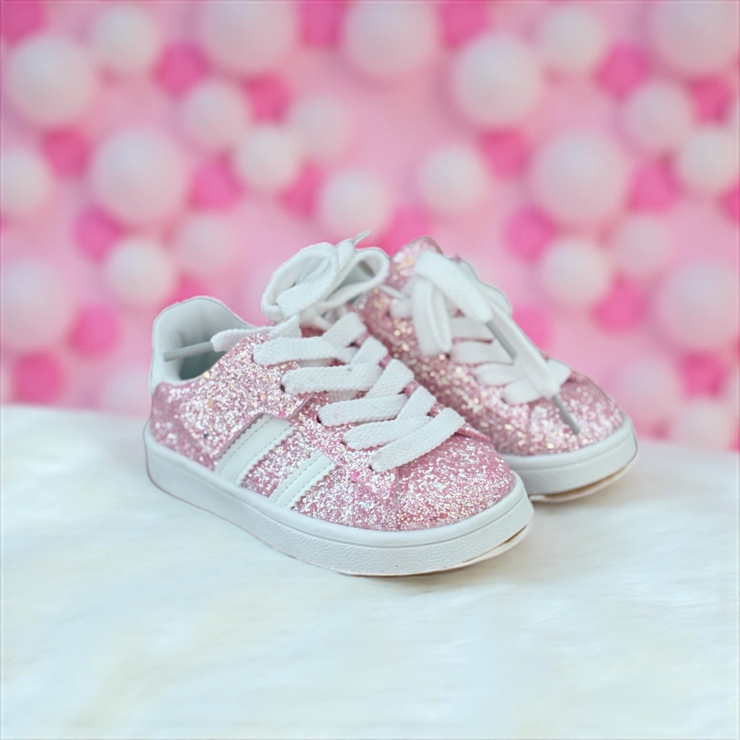 👟 Baskets Fille Roses à Paillettes – Fermeture Scratch (Pointure 25 à 30)