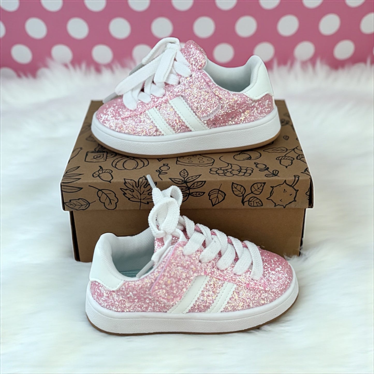 👟 Baskets Fille Roses à Paillettes – Fermeture Scratch (Pointure 25 à 30)